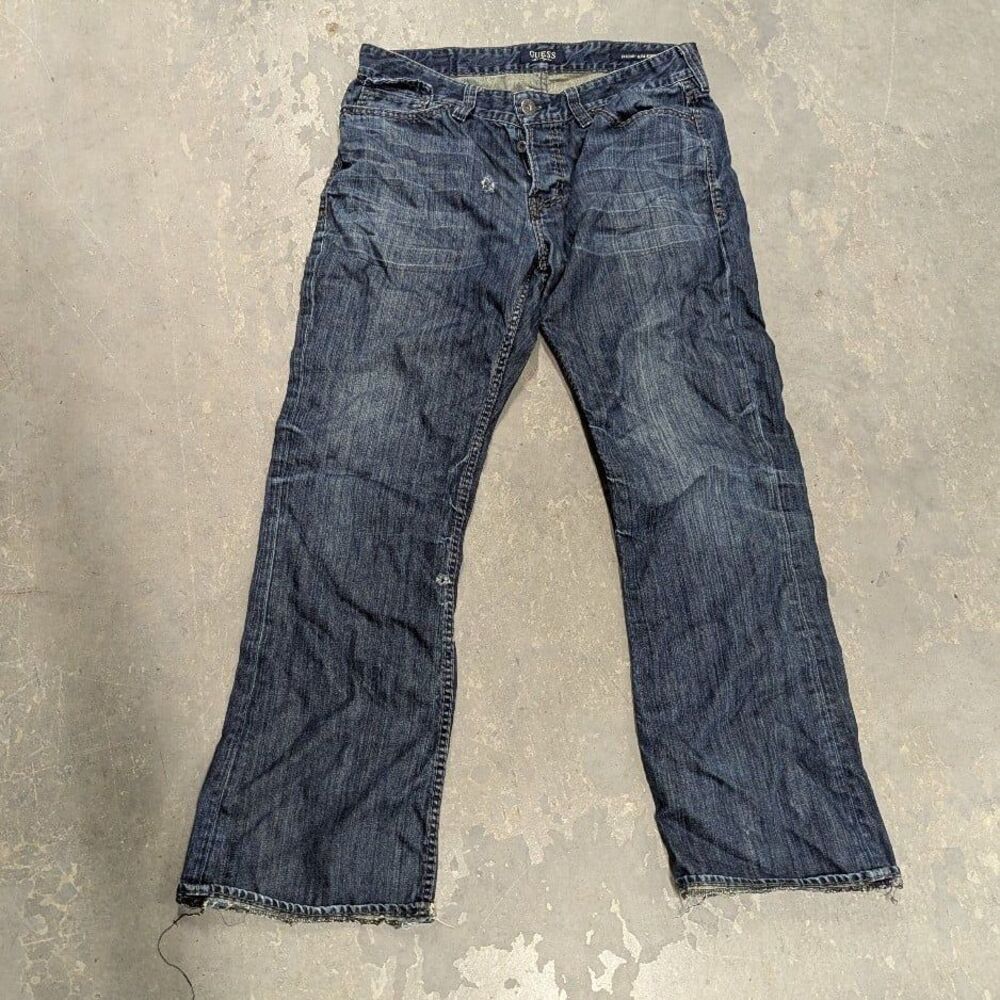 Vintage Y2K Guess Men's Size 34 Button Fly Falcon Slim Boot Cut Jeans‎